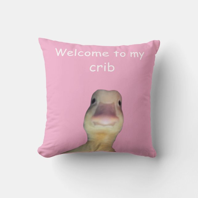 Funny Duck Meme – “Welcome to My Crib” Cute Animal Kissen (Vorderseite)