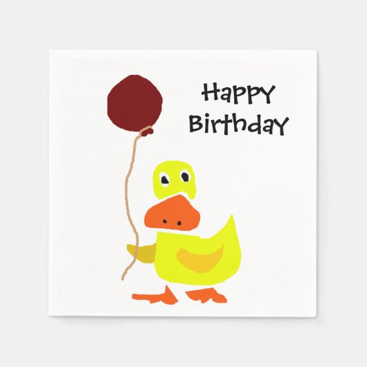 Funny Duck mit Balloon Happy Birthday Napkins Serviette (Vorderseite)