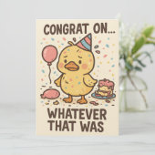 Funny Duck Party Greeting Card - Congrats On... Dankeskarte (Stehend Vorderseite)