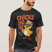 Funny Duck Puck Chicks Dig Me - Tierfreunde T-Shirt (Vorderseite)