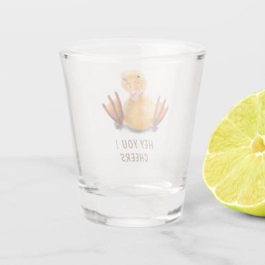 Funny Duck Shot Glass Cheers - Custom Text Schnapsglas (Rückseite)