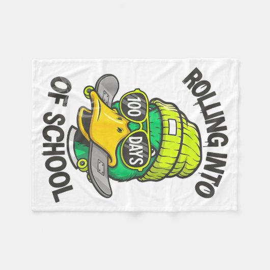 Funny Duck Skateboard 100 Days Of School Outfit Fleecedecke (Vorderseite (Horizontal))