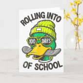 Funny Duck Skateboard 100 Days Of School Outfit Karte (Gelbe Blume)