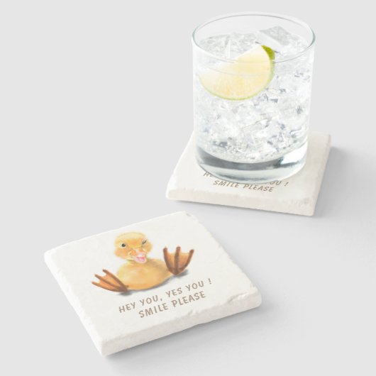 Funny Duck Stone Untersetzer - Benutzerdefinierter (Seitenansicht)