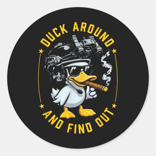 Funny Duck um und erfahren Sie mehr Runder Aufkleber (Vorderseite)