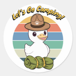Funny Duck will Camping zu gehen Runder Aufkleber