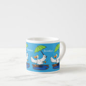 Funny duck with umbrella dancing cartoon espressotasse (Vorderseite Rechts)