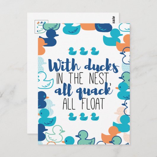 Funny Ducks und Quack Float Puns Zitat Design Postkarte (Vorne/Hinten)