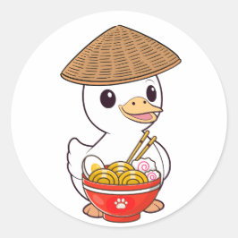Funny ducs isst Nudeln Runder Aufkleber