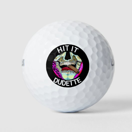 Funny Dudette Skull Pop Golfball (Vorderseite)