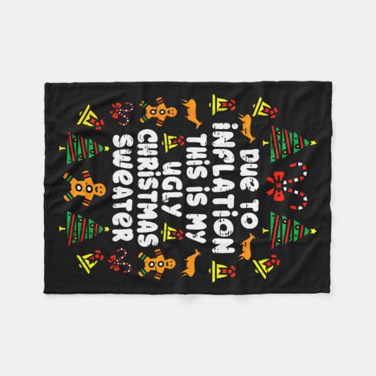 Funny Due To Inflation Ugly Christmas Sweaters For Fleecedecke (Vorderseite (Horizontal))