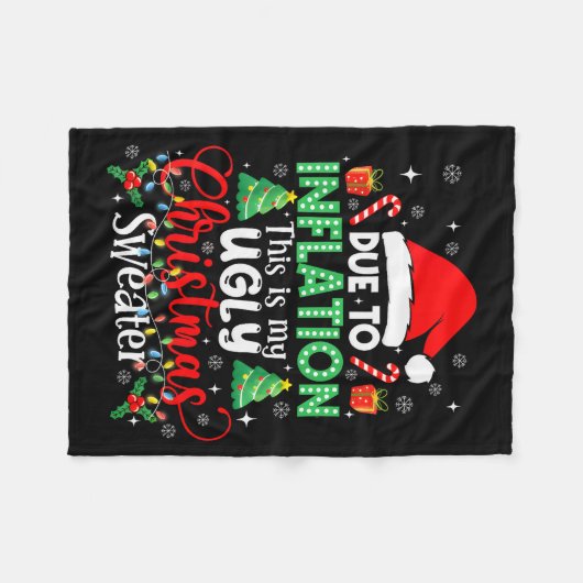 Funny Due To Inflation Ugly Christmas Sweaters For Fleecedecke (Vorderseite (Horizontal))