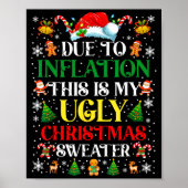 Funny Due To Inflation Ugly Christmas Sweaters For Poster (Vorne)
