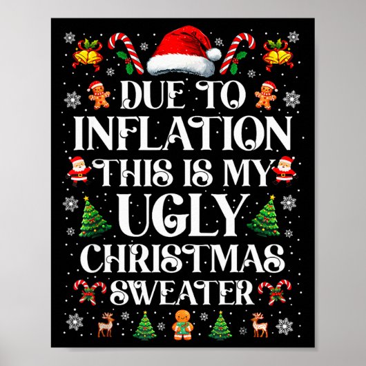 Funny Due To Inflation Ugly Christmas Sweaters For Poster (Vorne)