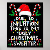 Funny Due To Inflation Ugly Christmas Sweaters For Poster (Vorne)