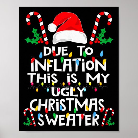 Funny Due To Inflation Ugly Christmas Sweaters For Poster (Vorne)