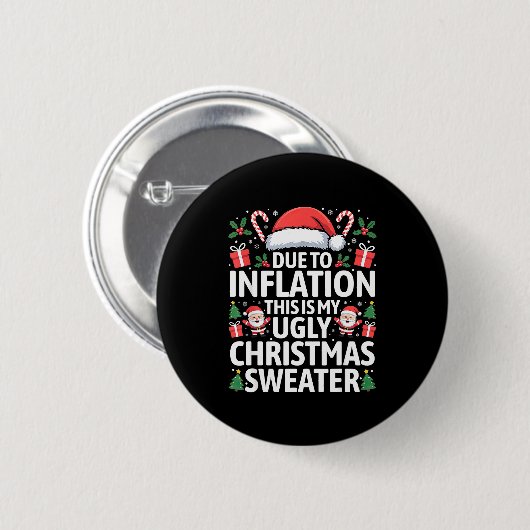 Funny Due To Inflation Ugly Christmas Sweaters Men Button (Vorne & Hinten)