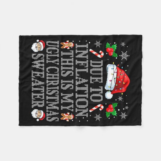 Funny Due To Inflation Ugly Christmas Sweaters Men Fleecedecke (Vorderseite (Horizontal))