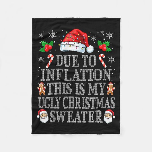 Funny Due To Inflation Ugly Christmas Sweaters Men Fleecedecke (Vorderseite)