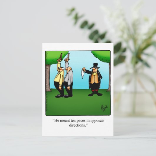Funny "Dueling Spaß" Postkarte (Stehend Vorderseite)