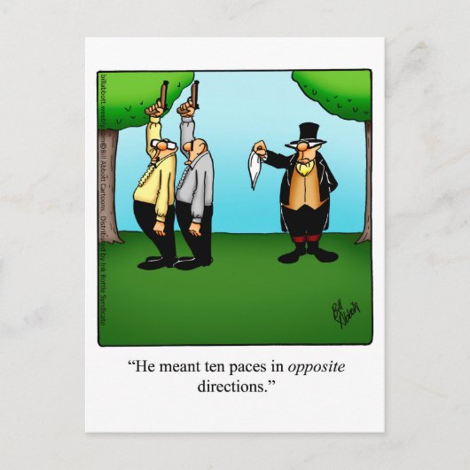 Funny "Dueling Spaß" Postkarte (Vorderseite)