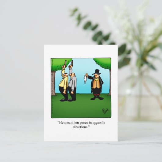 Funny "Dueling Spaß" Postkarte (Stehend Vorderseite)