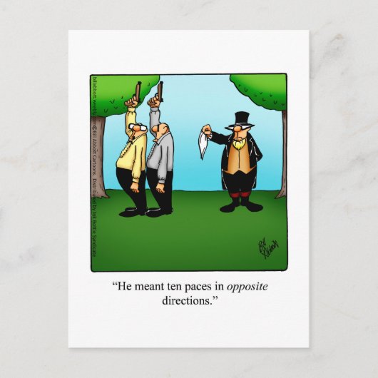 Funny "Dueling Spaß" Postkarte (Vorderseite)