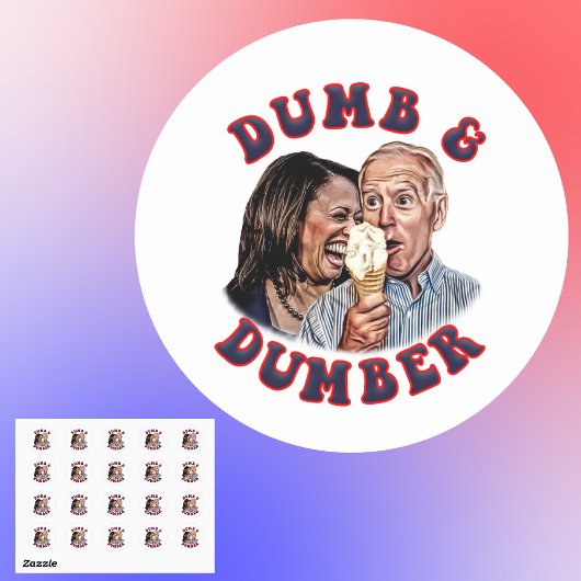 Funny Dumb und Dumber Biden Harris Cartoon Runder Aufkleber