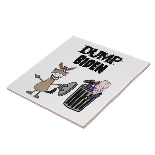 Funny Dump Biden Politischer Cartoon Fliese (Seite)