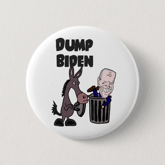 Funny Dump Joe Biden Cartoon Button (Vorderseite)
