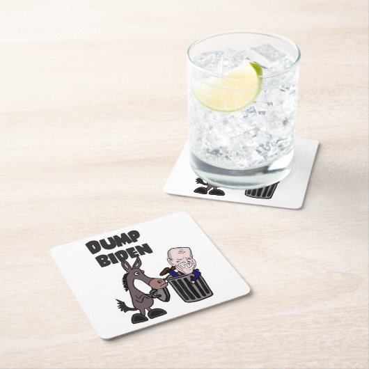 Funny Dump Joe Biden Cartoon Rechteckiger Pappuntersetzer (Vor Ort)