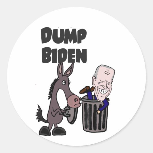Funny Dump Joe Biden Cartoon Runder Aufkleber (Vorderseite)