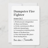 Funny Dumpster Fire Fighter Definition Card Einladung (Vorderseite)