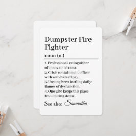 Funny Dumpster Fire Fighter Definition Card Einladung