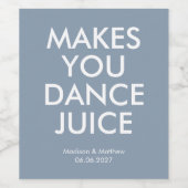 Funny Dusty Blue Dance Juice Party Wedding Weinetikett (Einzelnes Label)