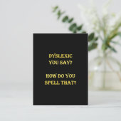 Funny dyslexischer Spelling Joke Postkarte (Stehend Vorderseite)