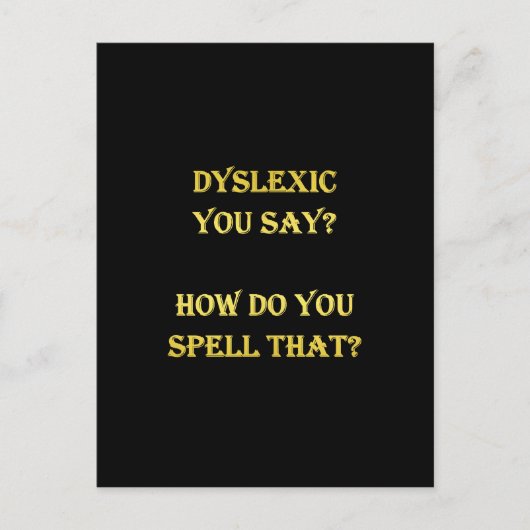 Funny dyslexischer Spelling Joke Postkarte (Vorderseite)