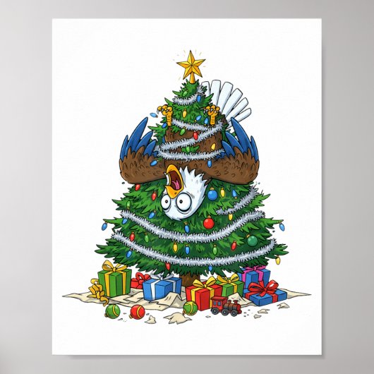 Funny Eagle Christmas Tree Lights Kids Mens Womens Poster (Vorne)
