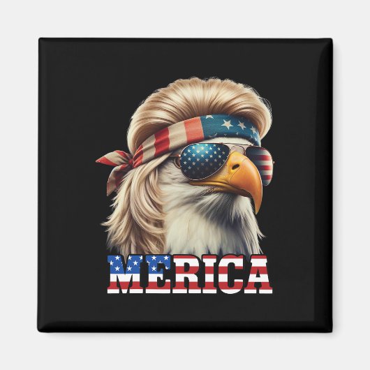 Funny Eagle Merica 4. Juli Blonde Wig Mullet Funn Magnet (Vorne)