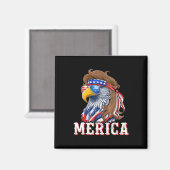 Funny Eagle Mullet 4. Juli US-amerikanische Flagge Magnet (Vorderseite/Rückseite)