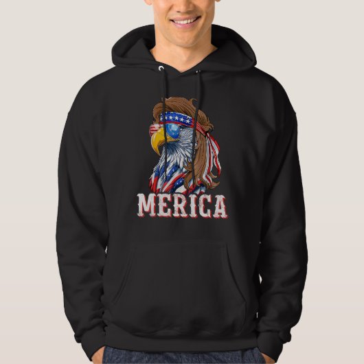 Funny Eagle Mullet 4th Of July USA American Flag M Hoodie (Vorderseite)