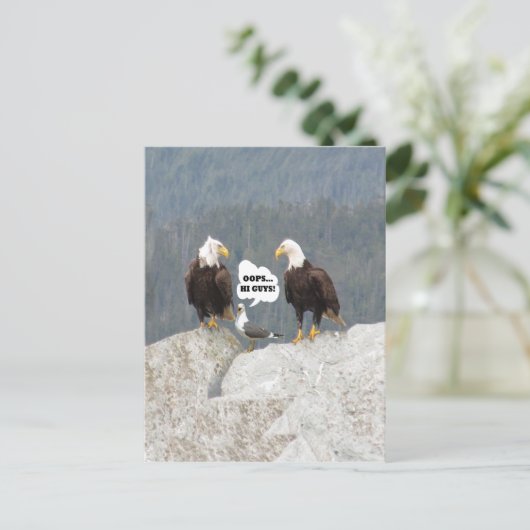 Funny Eagles und Seagull Postkarte (Stehend Vorderseite)