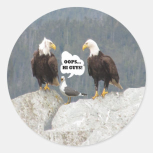 Funny Eagles und Seagull Round Sticker