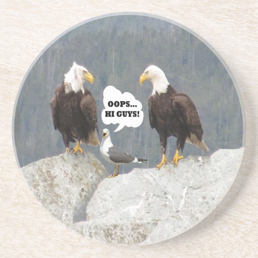 Funny Eagles und Seagull Sandstein Untersetzer (Vorne)