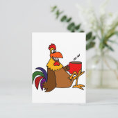 Funny Early Bird Rooster Drink Coffee Postkarte (Stehend Vorderseite)