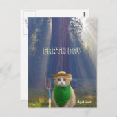 Funny Earth Day American Gothic Green Cat Postkarte (Vorne/Hinten)