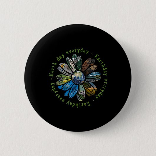 Funny Earth Day Jeden Sonnenblumen Erde Tier Lo Button (Vorderseite)