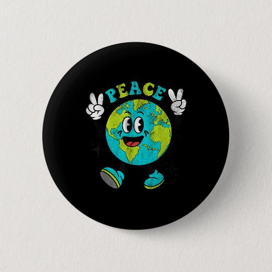 Funny Earth Globe World Peace Sign Earth Day Kinde Button (Vorderseite)