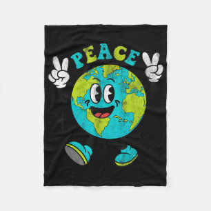 Funny Earth Globe World Peace Sign Earth Day Kinde Fleecedecke
