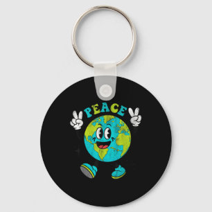 Funny Earth Globe World Peace Sign Earth Day Kinde Schlüsselanhänger